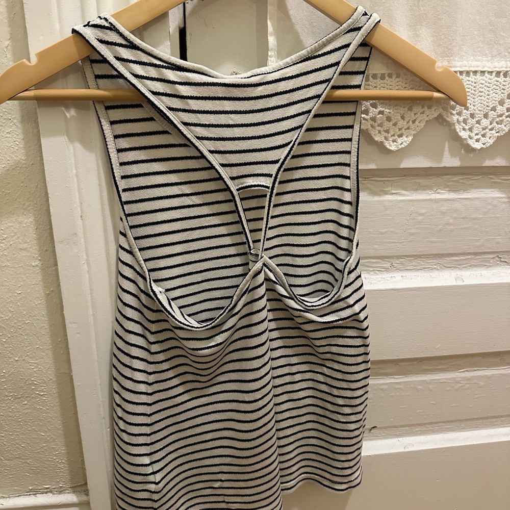Roxy Striped Open Back Tank Top Nautical Coastal Womens Medium